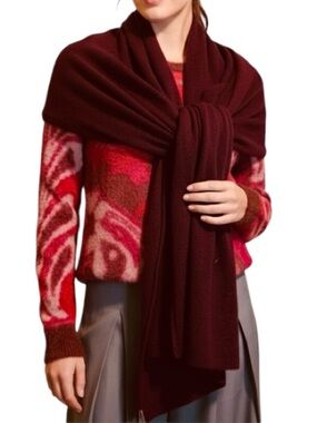Nordstrom Burgundy Unisex Wool Cashmere Winter Scarf